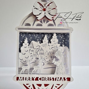 Lantern Christmas Scene Card TF0579,  Cutting Files SVG, Silhouette Cameo, ScanNCut, Cricut