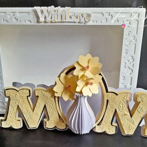 Mom Daffodil Mother's Day Card & Box, TF0475, Cutting Files SVG, Silhouette Cameo, ScanNCut, Cricut