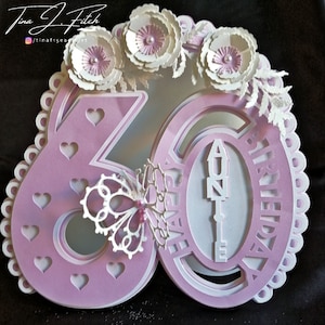60th Auntie Card TF0412, Plotterdatei, SVG, Cricut, Silhouette Cameo, ScanNCUT