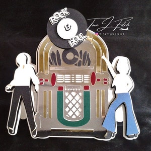Tarjeta de Rock & Roll Juke Box, plantilla TF0066, archivos de corte SVG, Silhouette Cameo, ScanNCut, Cricut