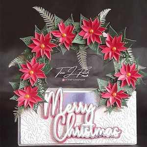 Poinsettia Ring Card TF0612, Cortar archivos SVG, Silhouette Cameo, ScanNCut, Cricut