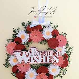 Birthday Summer Flower Wreath,  SVG, MTC,Cricut, Cameo ,ScanNCut,Scal