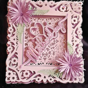Carte de sentiments diagonals de la fête des mères, TF0457, Fichiers de coupe SVG, Silhouette Cameo, ScanNCut, Cricut