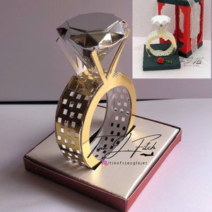 3D Solitare Ring & Box, TF06700, Schneidedateien SVG, Silhouette Cameo, ScanNCut, Cricut