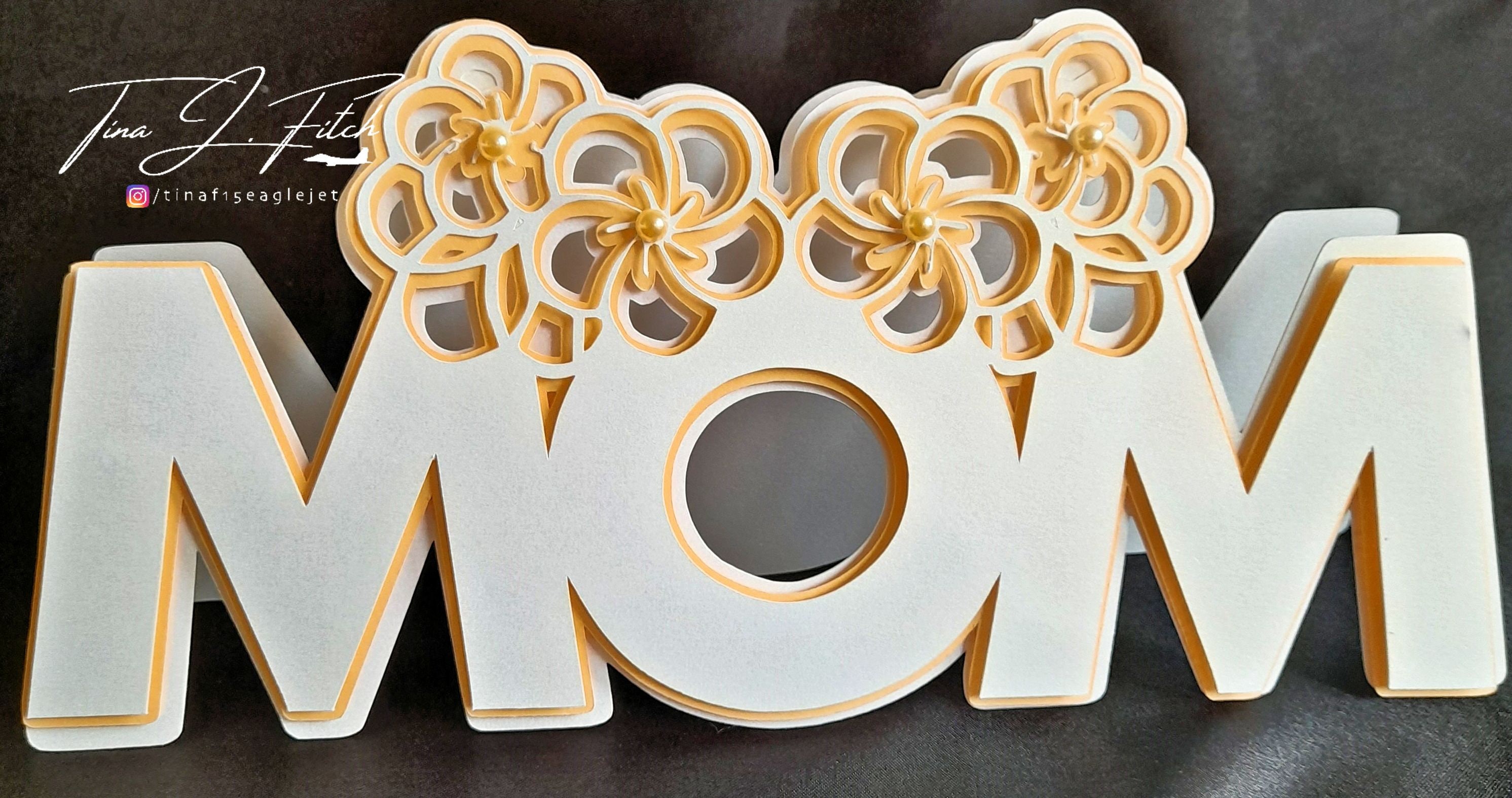 Mom Floral Stencil Card TF0462, Cutting Files SVG, Silhouette