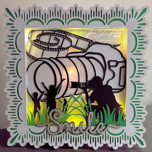 Verjaardag, Vaderdag Cameraarmatuur Kaartsjabloon TF0772. Snijbestanden SVG, Silhouette Cameo, ScanNCut, Cricut