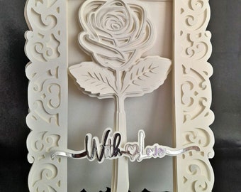 With Love Rose Card TF0513, Cutting Files SVG, Silhouette Cameo, ScanNCut, Cricut