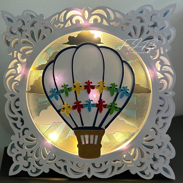 Hot Air Balloon Luminaire Card Template  TF0768, Cutting Files SVG, Silhouette Cameo, ScanNCut, Cricut