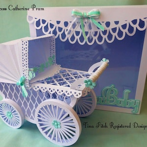 プリンセスキャサリン 3D 乳母車 .. テンプレート カッティング ファイル Cameo、Robo、DXf、svg、scal、ScanNCut、mtc