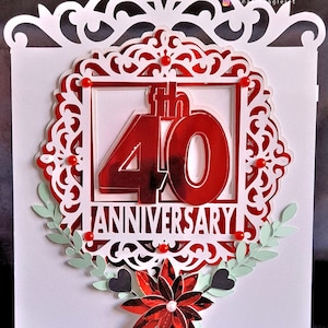 40周年記念（ルビー）カード TF0545、カッティングファイル SVG、Scal、Cameo、Cricut、MTC、ScanNCut