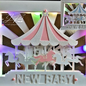 Neu Baby Karussell Karte TF0367 Cameo, SVG, Cricut, ScanNCut,MTC,SCAL