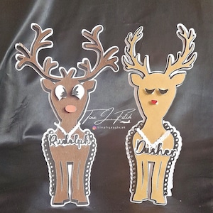 Santa es 9 Rentier Karten TF0592, Plotterdateien SVG, Silhouette Cameo, ScanNCut, Cricut