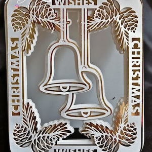 TF0404 Weihnachtswünsche Glocke Karte, Schneidedateien, SVG, Cricut, Silhouette Cameo, ScanNCut