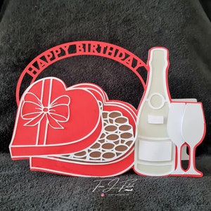 Boîte de chocolats d'anniversaire et modèle de carte TF0645, fichiers de coupe SVG, camée silhouette, ScanNCut, Cricut
