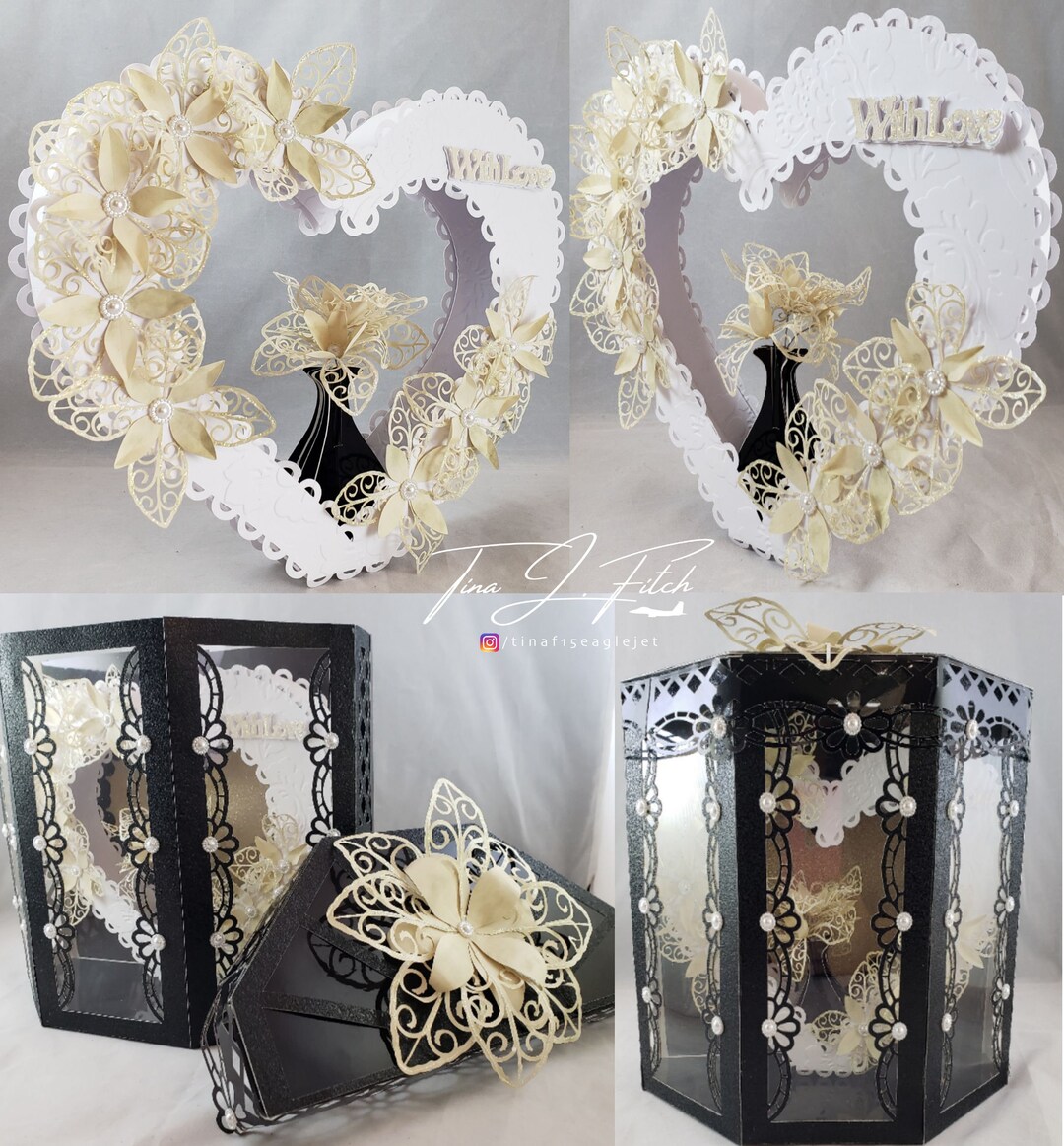 3D Floral Heart & Box TF0226 Etsy