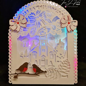 Carte de Noël Robin Luminare TF0622, fichiers de coupe SVG, camée silhouette, ScanNCut, Cricut
