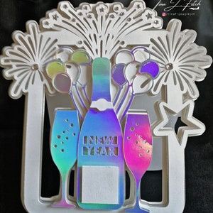 Modèle de carte de nouvel an TF0410, fichiers de découpe, SVG, Cricut, camée Silhouette, ScanNCUT