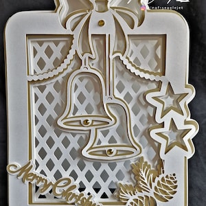 Carte Bell en couches de Noël TF0400, fichiers de coupe SVG, Cricut, Silhouette Cameo, ScanNCut