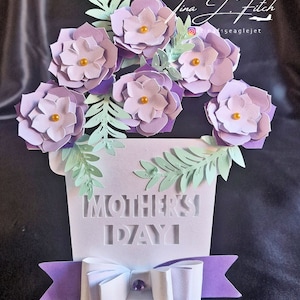 Cartão Violet Pot Dia das Mães TF0432, arquivos de corte SVG, Silhouette Cameo, ScanNCut, Cricut