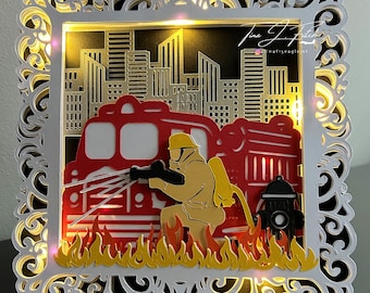 Fireman Luminaire Card TF0767,  Cutting Files SVG, Silhouette Cameo, ScanNCut, Cricut