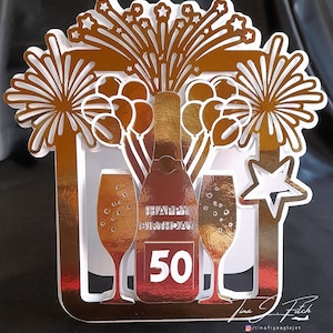 Plantilla de tarjeta de cumpleaños con la edad TF0425 Archivos de corte SVG, Silhouette Cameo, ScanNCut, Cricut