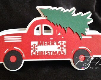 Christmas Truck card TF0415, Cutting Files, Scanncut,Silhouette Cameo, Cricut, SVG