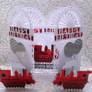 Steam Train Gate Fold Card, Cutting Files SVG, Silhouette Cameo, ScanNCut, Cricut