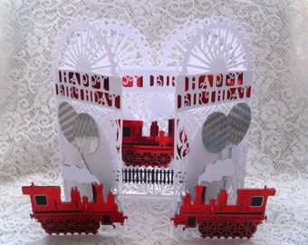 Steam Train Gate Fold Card, Cutting Files SVG, Silhouette Cameo, ScanNCut, Cricut