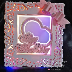 Mother&#39;s Day Heart Card/Luminaire TF0455,  Cutting Files SVG, Silhouette Cameo, ScanNCut, Cricut