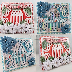 Poinsettia Layered Card TF0223,SVG,MTC,SCAL,Cameo,Cricut,ScanNCut