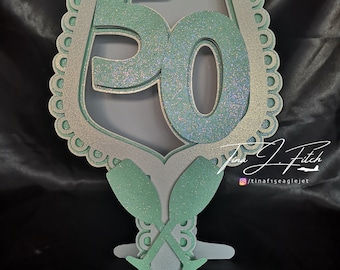 50th Glass Card, Template TF0264, SVG,MTC,Scal,Cameo,ScanNCut