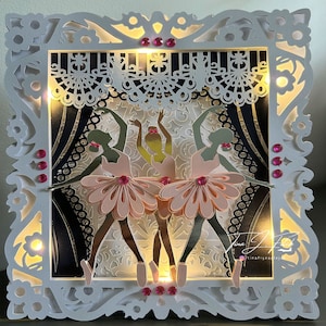 Ballett Tänzer Leuchten Karte TF0748, Schneidedateien SVG, Silhouette Cameo, ScanNCut, Cricut