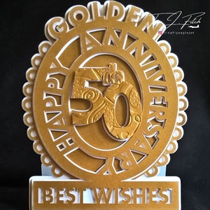 Carte 50th Golden Anniversary TF0267, Fichiers de coupe SVG, Silhouette Cameo, ScanNCut, Cricut