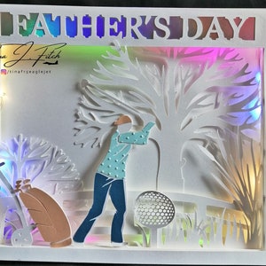 Father&#39;s Day/ Birthday Golf  Luminaire Card & Stand TF0364, Cameo, SVG, Cricut, ScanNCut,MTC,SCAL