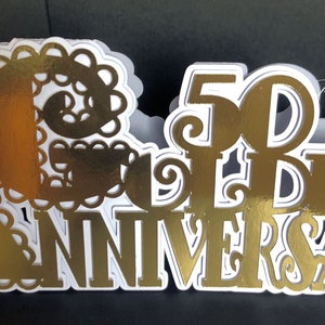 Geschulpte gouden jubileumkaart, Cutting Files SVG, Silhouette Cameo, ScanNCut, Cricut
