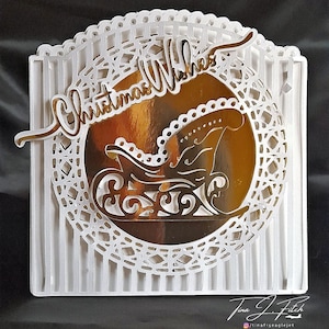 Weihnachtswünsche Schlittenkarte TF0565 Schneidedateien SVG, Silhouette Cameo, ScanNCut, Cricut