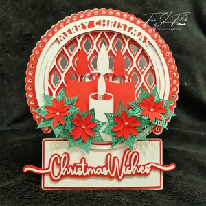 Christmas Candles Layered Card TF0597, Cutting Files SVG, Silhouette Cameo, ScanNCut, Cricut
