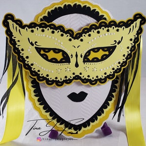 Maskerade kaart, snijbestanden SVG, Silhouet Cameo, ScanNCut, Cricut