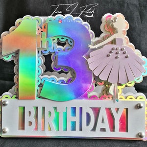 File di taglio del compleanno della 13a ragazza .. TF0358, SVG,Silhouette Cameo,ScanNCut,SCAL,MTC,Cricut