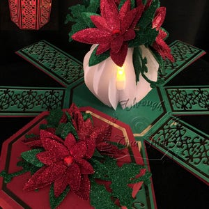Floral Jarrón Té Luz Explosión caja TF0181, SVG, Cricut, Cameo, Silueta, ScanNCut