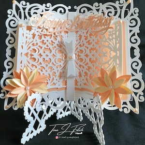 Fancy verjaardag boek kaartsjabloon, TF0378 sjabloon, snijden bestanden, SVG, MTC, Scal, Silhouette Cameo, Cricut, ScanNCut