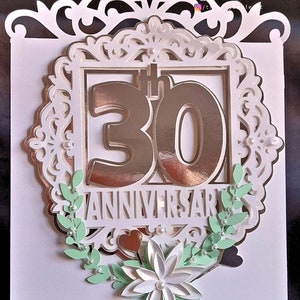 Cartão de 30º aniversário (pérola) TF0544, arquivos de corte SVG, Scal, Cameo, Cricut, MTC, ScanNCut