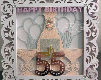 55th Birthday Luminare Card TF0746, Cutting Files SVG, Silhouette Cameo, ScanNCut, Cricut