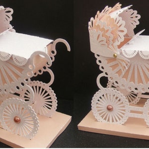 3D Kinderwagen @Box gebogt. SVG,MTC,SCAL,Cricut,Silhouette Cameo