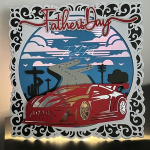 Father's Day Race Car Luminaire Card TF0763,  Cutting Files SVG, Silhouette Cameo, ScanNCut, Cricut