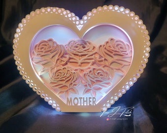 Heart Rose  Mother Layered Luminaire Card TF0748, Cutting Files SVG, Silhouette Cameo, ScanNCut, Cricut