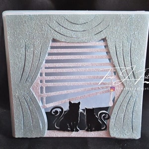 Cat Window Card TF0091.. Cutting Files SVG, Silhouette Cameo, ScanNCut, Cricut