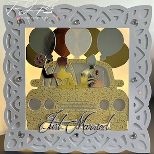 Just Married Luminaire Card Template TF0792, Cutting Files SVG, Silhouette Cameo, ScanNCut, Cricut.