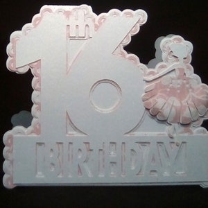 16. Mädchen Geburtstag TF0287 Vorlage, SVG, MTC, Scal, Cricut, Cameo, ScanNCut