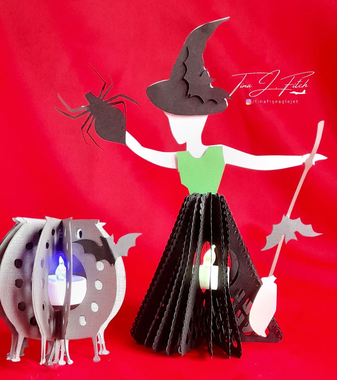 Halloween Tealight Witch & Cauldron TF0588 Cutting Files Etsy